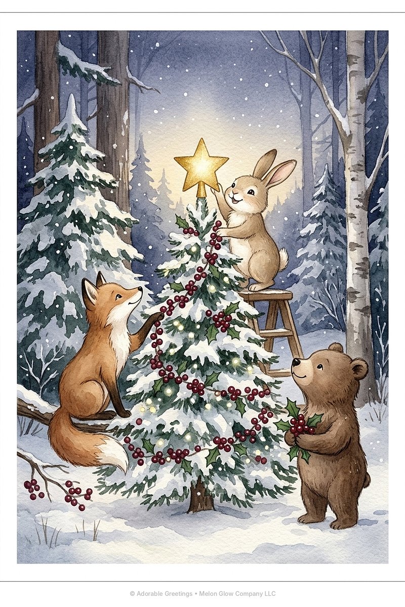 Woodland Christmas Tree greeting card by Adorable Greetings
