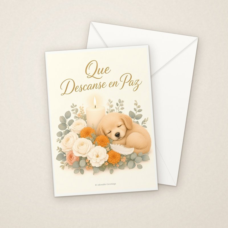 Que Descanse en Paz (CON-06) greeting card with envelope, Adorable Greeting Cards by Melon Glow Books