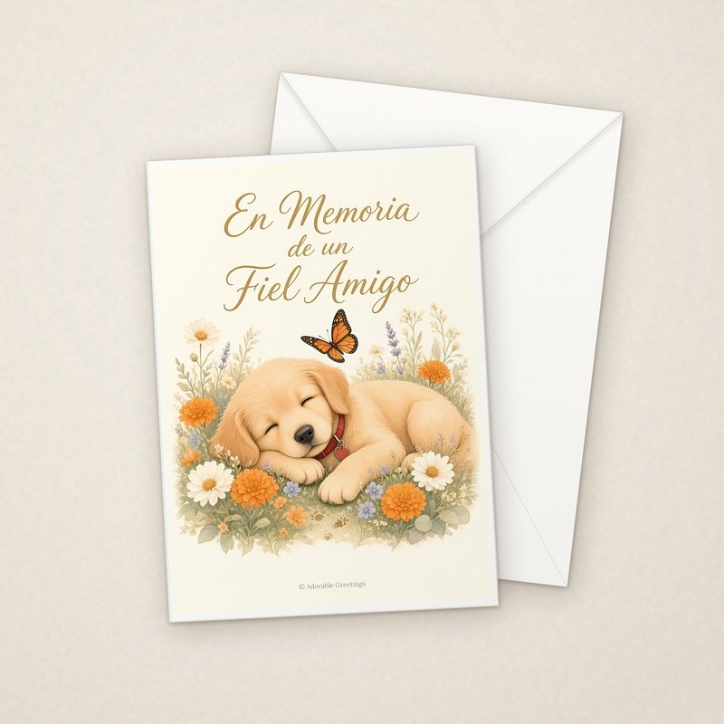 En Memoria de un Fiel Amigo (CON-07) greeting card with envelope, Adorable Greeting Cards by Melon Glow Books