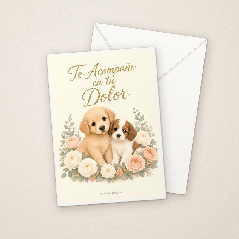 Te Acompaño en tu Dolor (CON-08) greeting card with envelope, Adorable Greeting Cards by Melon Glow Books