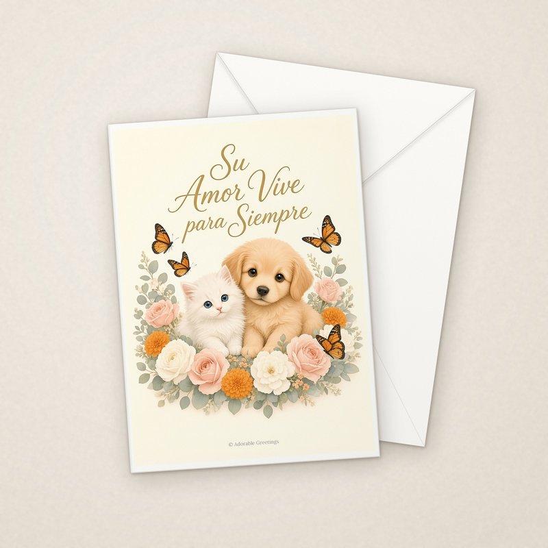 Su Amor Vive para Siempre (CON-10) greeting card with envelope, Adorable Greeting Cards by Melon Glow Books