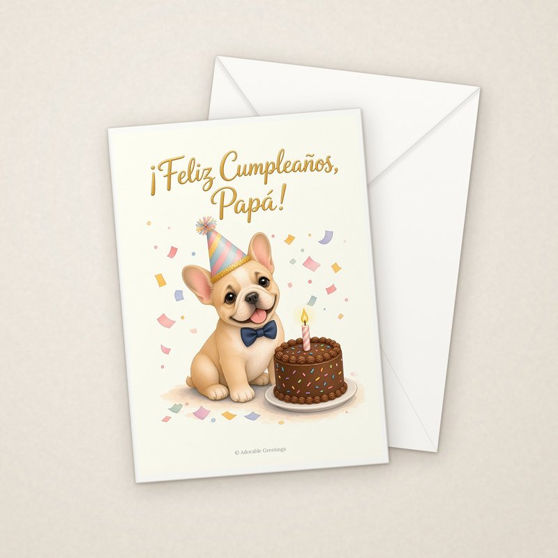 ¡Feliz Cumpleaños, Papá! (CUM-03) greeting card with envelope, Adorable Greeting Cards by Melon Glow Books