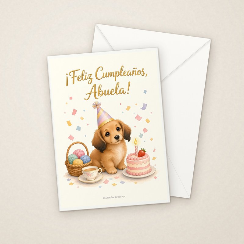 ¡Feliz Cumpleaños, Abuela! (CUM-04) greeting card with envelope, Adorable Greeting Cards by Melon Glow Books