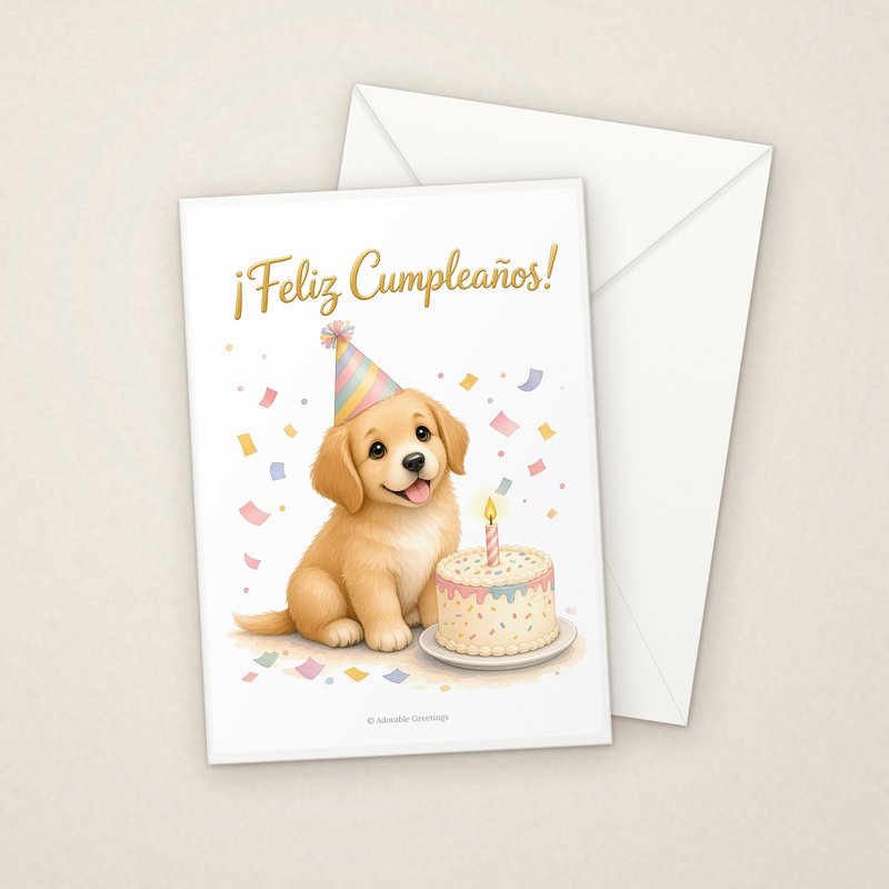 ¡Feliz Cumpleaños! (ESP-01) greeting card with envelope, Adorable Greeting Cards by Melon Glow Books
