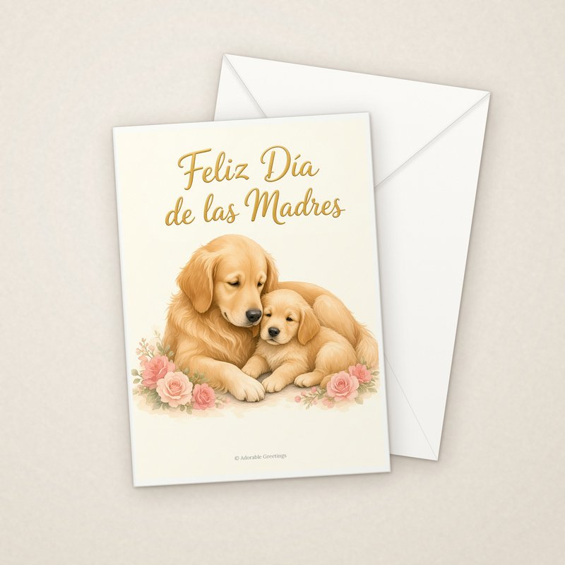 Feliz Día de las Madres (ESP-09) greeting card with envelope, Adorable Greeting Cards by Melon Glow Books