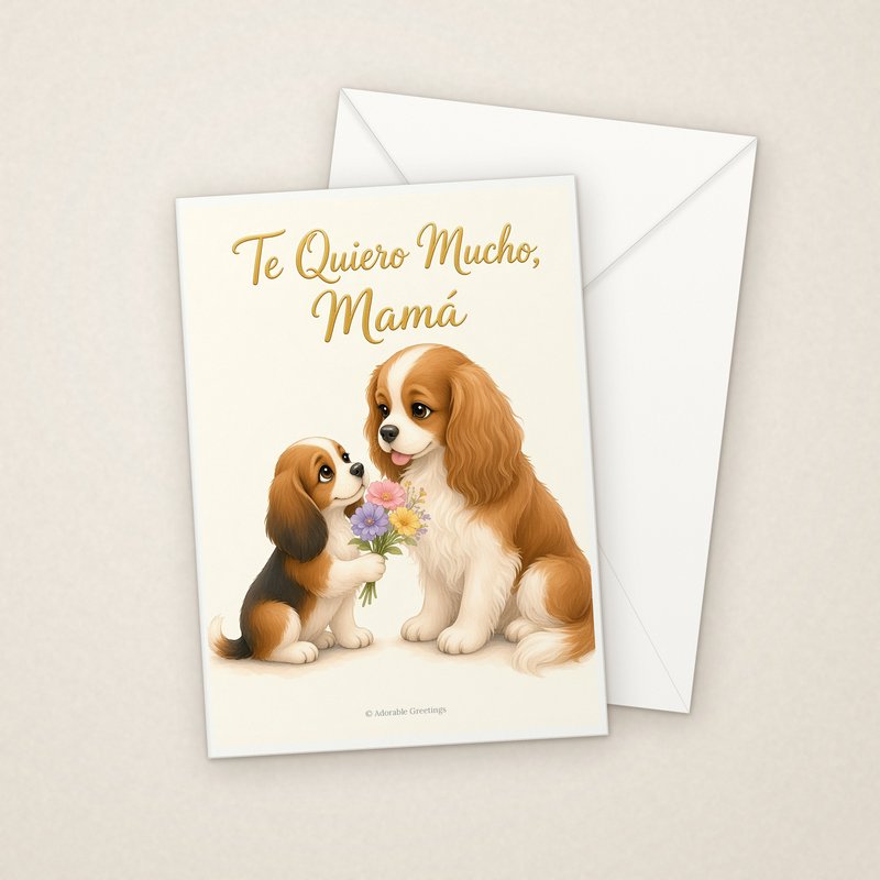 Te Quiero Mucho, Mamá (ESP-10) greeting card with envelope, Adorable Greeting Cards by Melon Glow Books