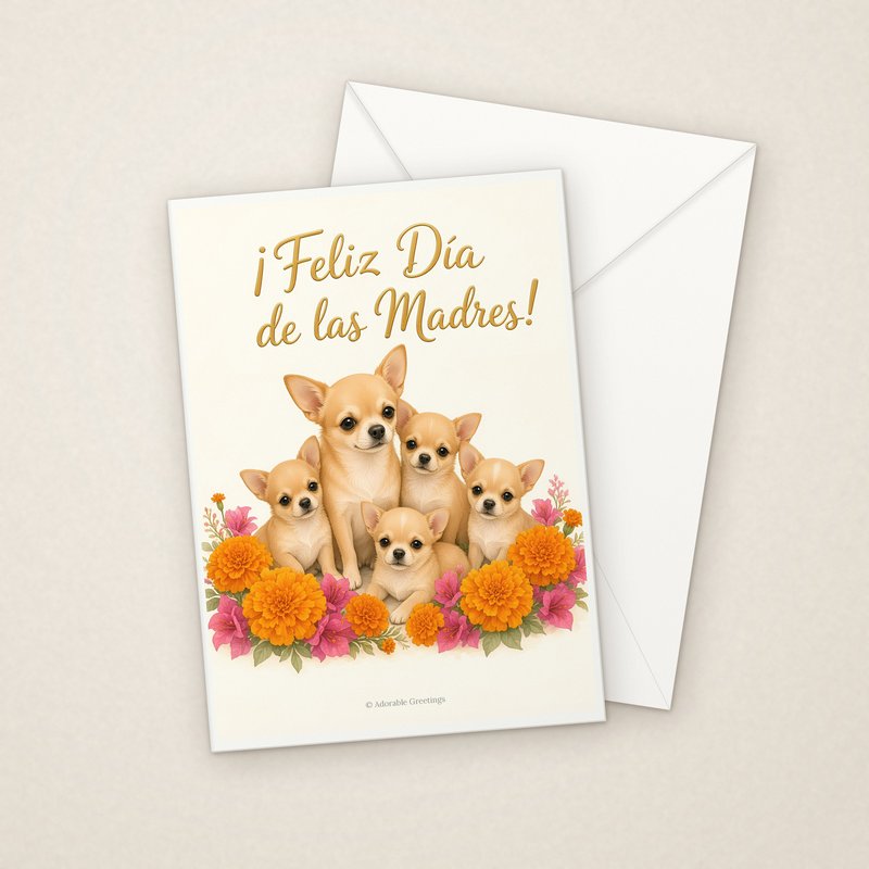 ¡Feliz Día de las Madres! (MAD-02) greeting card with envelope, Adorable Greeting Cards by Melon Glow Books