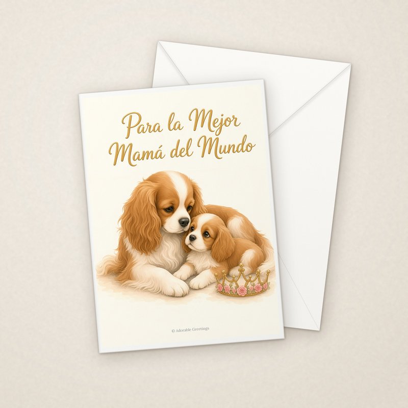 Para la Mejor Mamá del Mundo (MAD-03) greeting card with envelope, Adorable Greeting Cards by Melon Glow Books