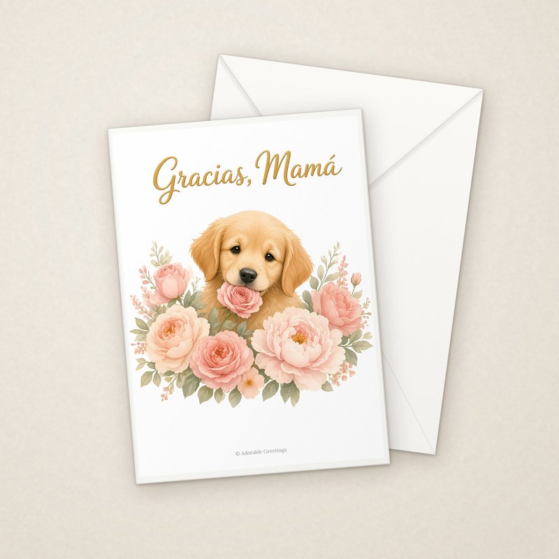 Gracias, Mamá (MAD-04) greeting card with envelope, Adorable Greeting Cards by Melon Glow Books
