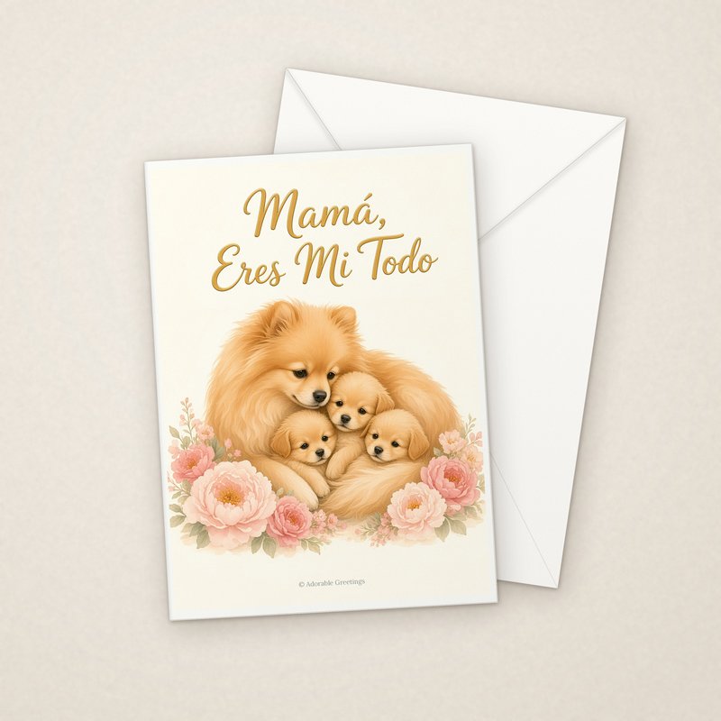 Mamá, Eres Mi Todo (MAD-06) greeting card with envelope, Adorable Greeting Cards by Melon Glow Books
