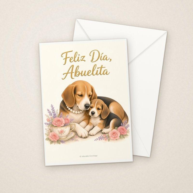 Feliz Día, Abuelita (MAD-07) greeting card with envelope, Adorable Greeting Cards by Melon Glow Books