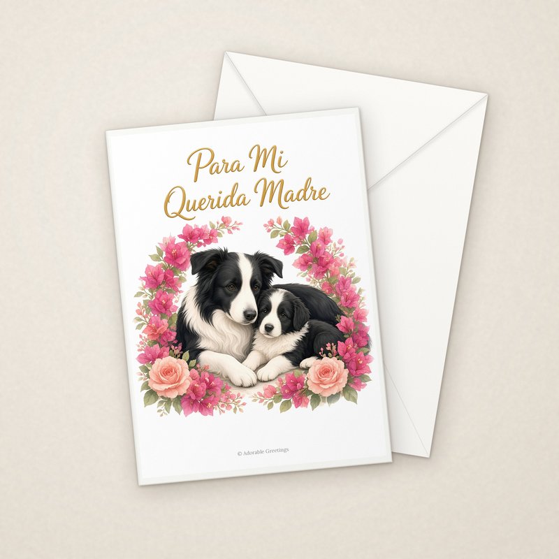 Para Mi Querida Madre (MAD-08) greeting card with envelope, Adorable Greeting Cards by Melon Glow Books