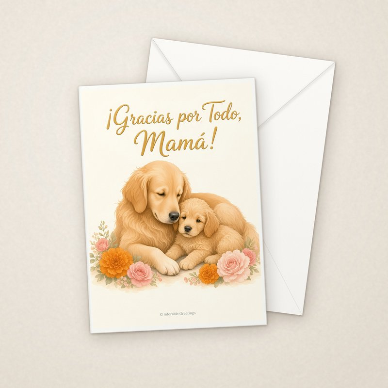 ¡Gracias por Todo, Mamá! (MAD-10) greeting card with envelope, Adorable Greeting Cards by Melon Glow Books