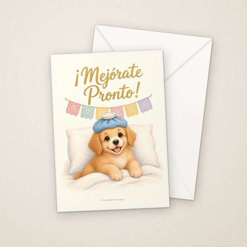 ¡Mejórate Pronto! (MEJ-02) greeting card with envelope, Adorable Greeting Cards by Melon Glow Books