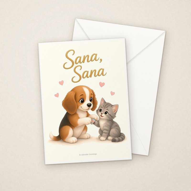 Sana, Sana (MEJ-07) greeting card with envelope, Adorable Greeting Cards by Melon Glow Books