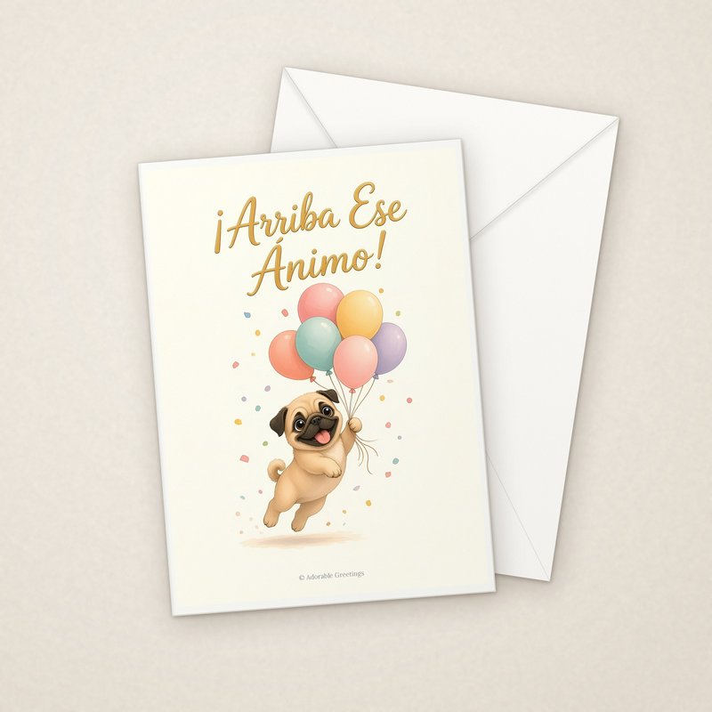 ¡Arriba Ese Ánimo! (MEJ-10) greeting card with envelope, Adorable Greeting Cards by Melon Glow Books