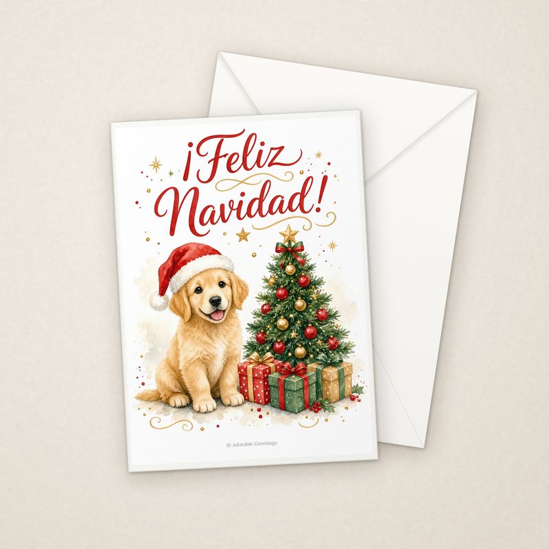 ¡Feliz Navidad! (NAV-01) greeting card with envelope, Adorable Greeting Cards by Melon Glow Books