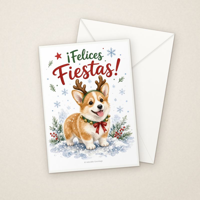 ¡Felices Fiestas! (NAV-02) greeting card with envelope, Adorable Greeting Cards by Melon Glow Books