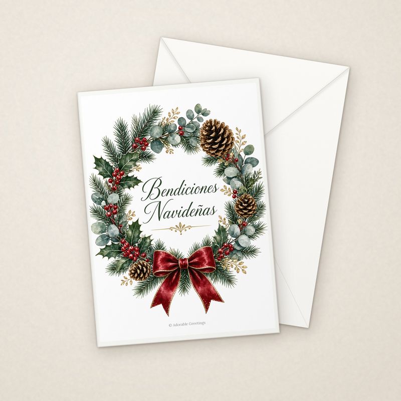 Bendiciones Navideñas (NAV-03) greeting card with envelope, Adorable Greeting Cards by Melon Glow Books