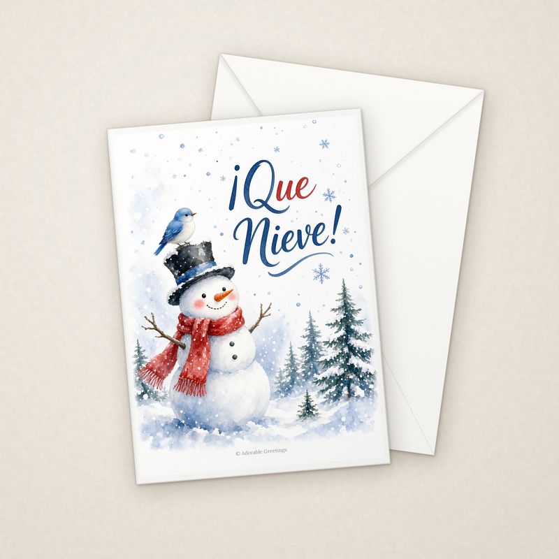 ¡Que Nieve! (NAV-05) greeting card with envelope, Adorable Greeting Cards by Melon Glow Books