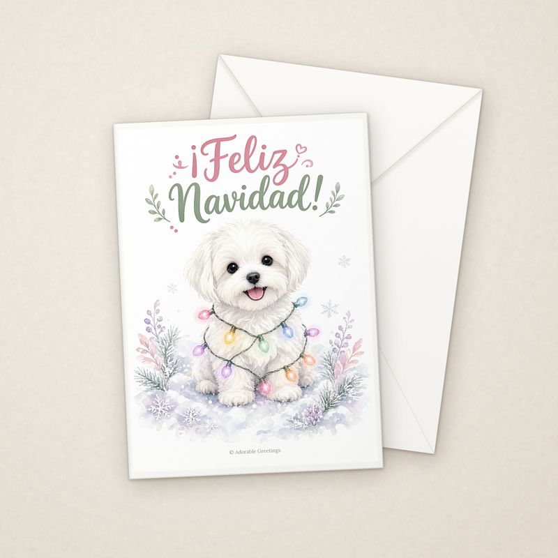 ¡Feliz Navidad! (NAV-06) greeting card with envelope, Adorable Greeting Cards by Melon Glow Books