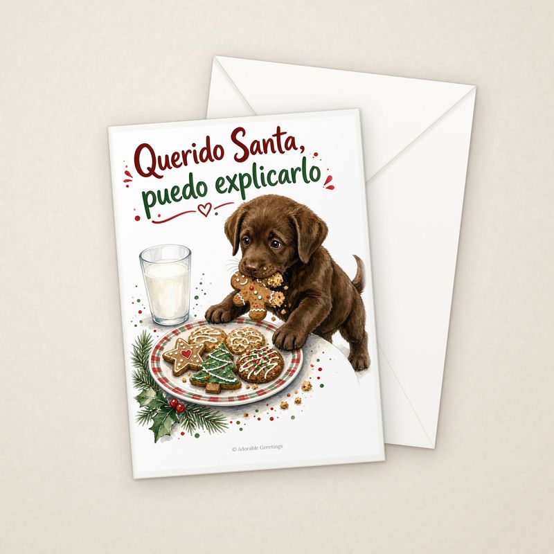 Querido Santa, puedo explicarlo (NAV-08) greeting card with envelope, Adorable Greeting Cards by Melon Glow Books