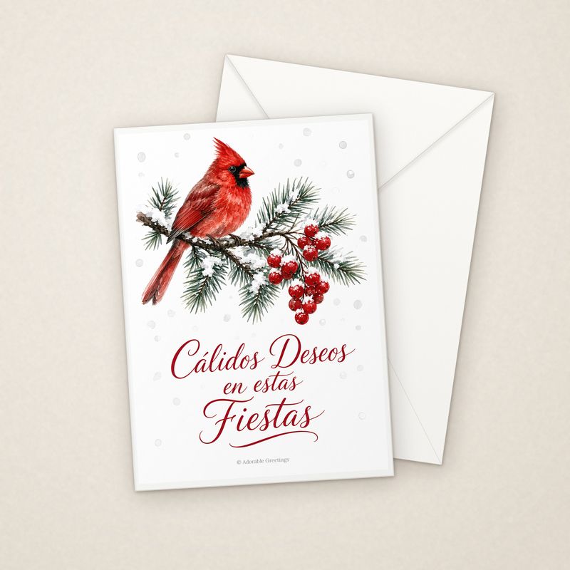 Cálidos Deseos en estas Fiestas (NAV-09) greeting card with envelope, Adorable Greeting Cards by Melon Glow Books
