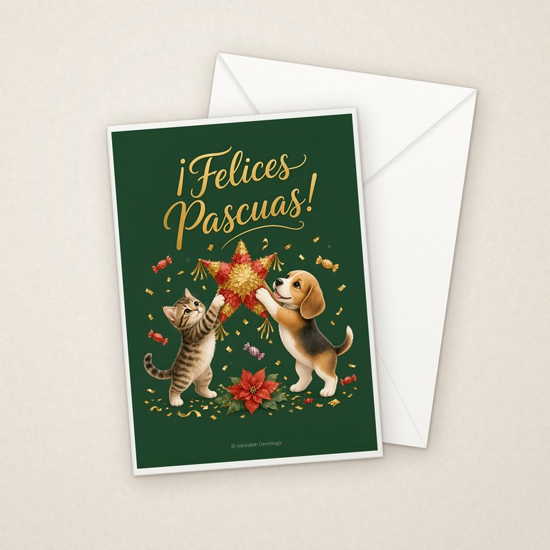 ¡Felices Pascuas! (NAV-19) greeting card with envelope, Adorable Greeting Cards by Melon Glow Books