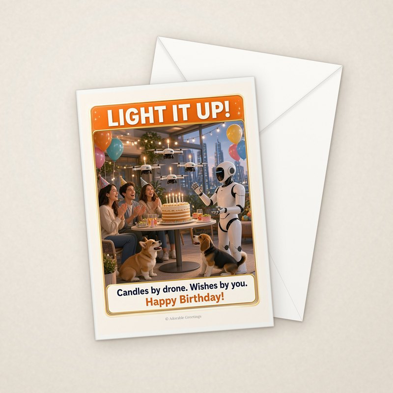 Light It Up! (NTBD-02) greeting card with envelope, Adorable Greeting Cards by Melon Glow Books