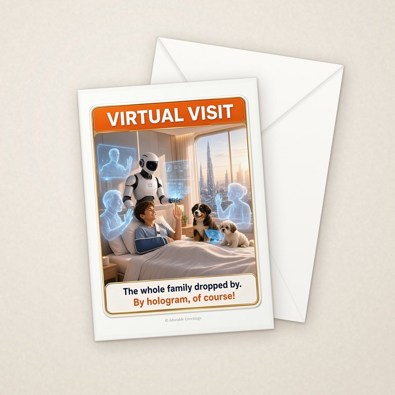 Virtual Visit (NTGW-06) greeting card with envelope, Adorable Greeting Cards by Melon Glow Books