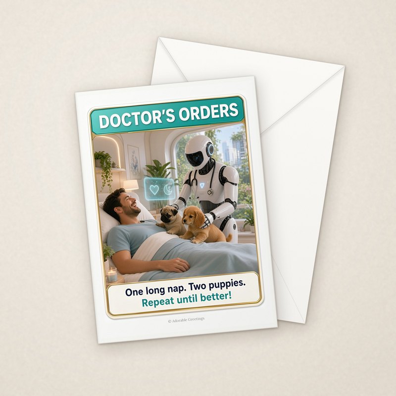 Doctor's Orders (NTGW-08) greeting card with envelope, Adorable Greeting Cards by Melon Glow Books
