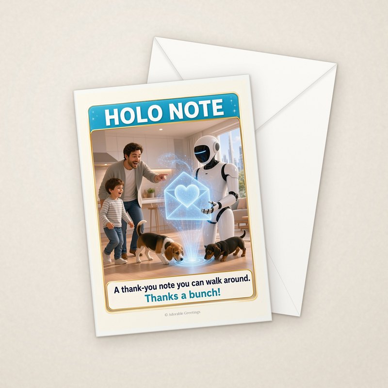 Holo Note (NTTY-03) greeting card with envelope, Adorable Greeting Cards by Melon Glow Books