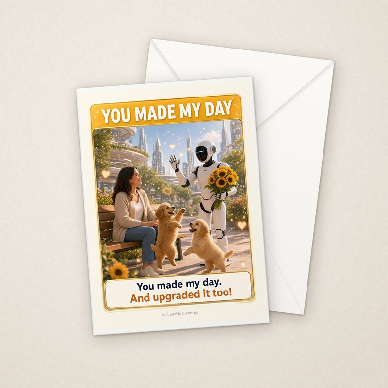 You Made My Day (NTTY-10) greeting card with envelope, Adorable Greeting Cards by Melon Glow Books