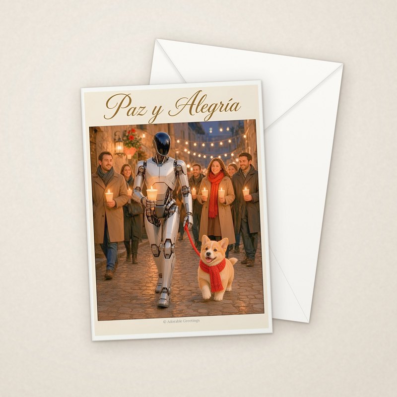 Paz y Alegría (RNAV-05) greeting card with envelope, Adorable Greeting Cards by Melon Glow Books