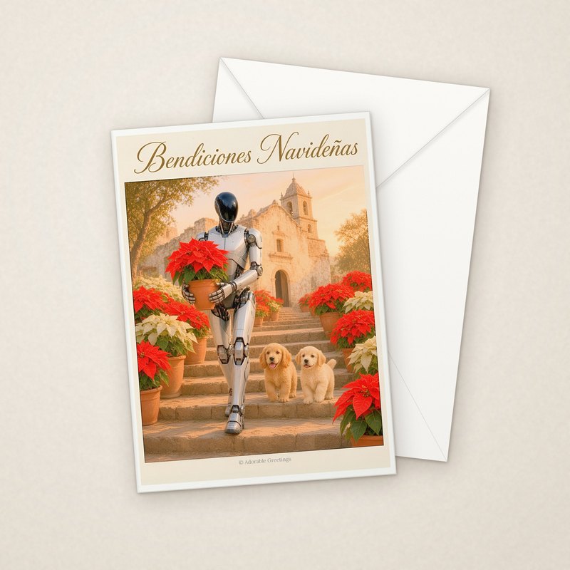 Bendiciones Navideñas (RNAV-07) greeting card with envelope, Adorable Greeting Cards by Melon Glow Books