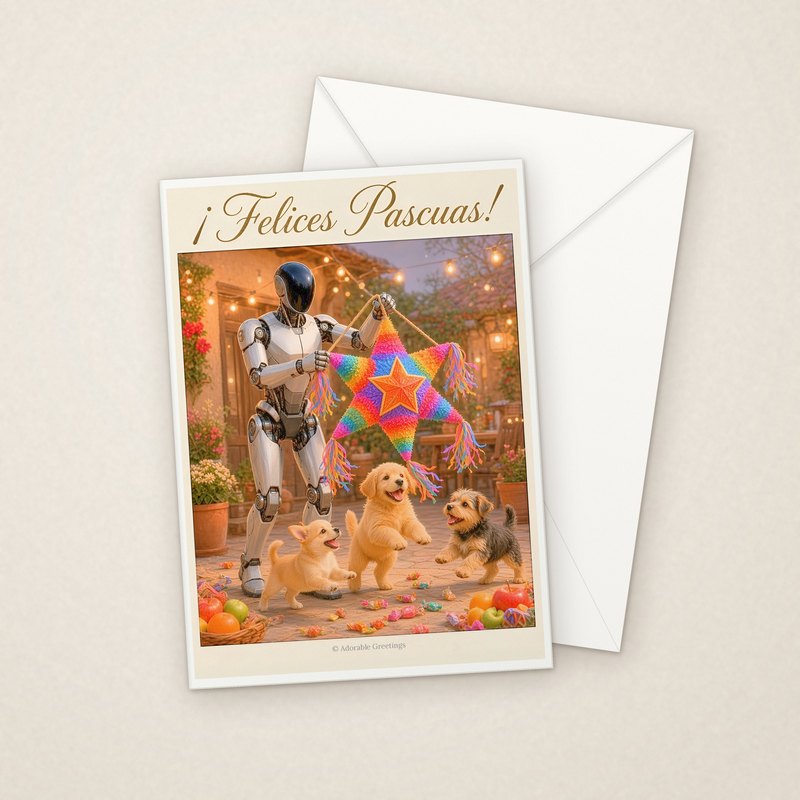 ¡Felices Pascuas! (RNAV-08) greeting card with envelope, Adorable Greeting Cards by Melon Glow Books
