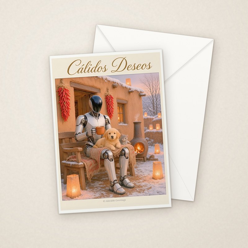 Cálidos Deseos (RNAV-10) greeting card with envelope, Adorable Greeting Cards by Melon Glow Books