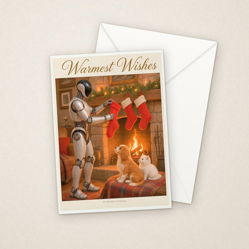Warmest Wishes (RXM-04) greeting card with envelope, Adorable Greeting Cards by Melon Glow Books