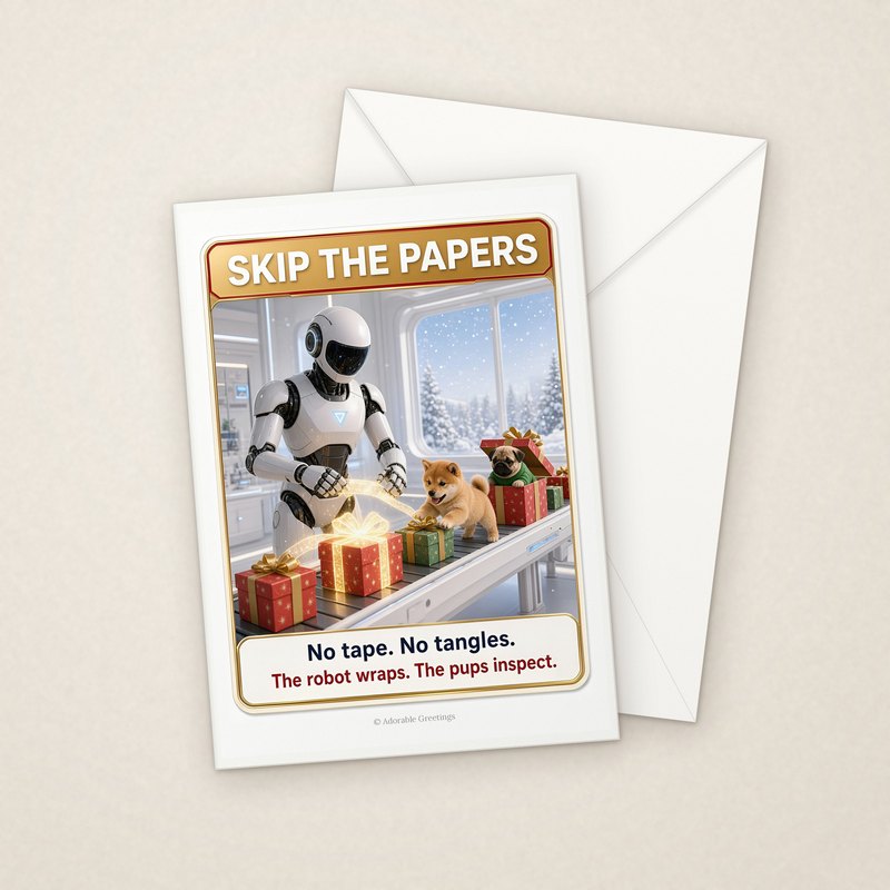 Skip the Papers (RXM-16) greeting card with envelope, Adorable Greeting Cards by Melon Glow Books