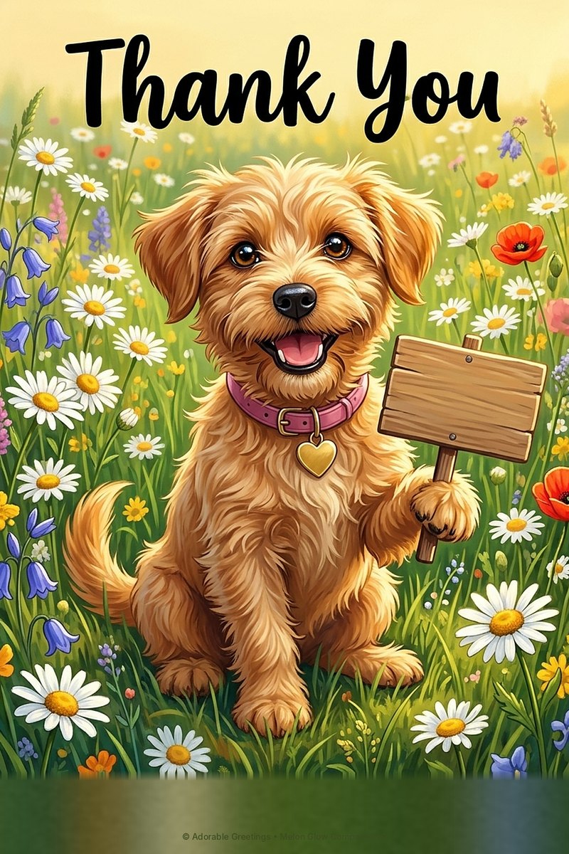 Meadow Thank You Sign greeting card by Adorable Greetings